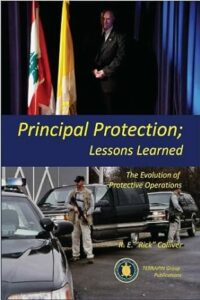 Cover of 'Principal Protection; Lessons Learned' book, featuring the title and subtitle prominently displayed. The background suggests themes of security and protection, symbolizing the book's focus on advanced protective strategies and lessons from years of experience in the field.