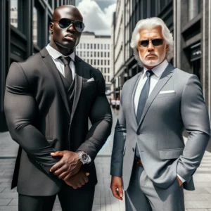 Well-dressed bodyguard standing guard